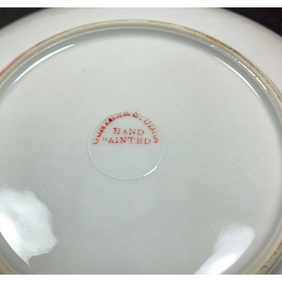 Hand Painted Purple Flower Border Porcelain Plate Gunther Studios Pansies - Picture 6 of 8